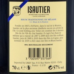 Isautier - Rum Small Batch - 15 ans, contre-étiquette