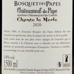 Bosquet des Papes - Chante le Merle Blanc 2020 - Contre-étiquette magnum