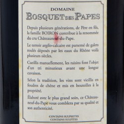 Bosquet des Papes - Tradition - Rouge 2009, contre-étiquette