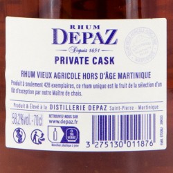 Depaz - Rhum Private Cask - 11 ans 2010, contre étiquette
