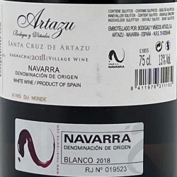 Artazu - Santa Cruz de Artazu - Blanc 2018, contre-étiquette