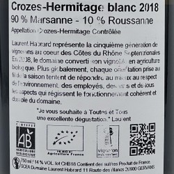 Laurent Habrard - Crozes-Hermitage - Blanc 2018, contre-étiquette
