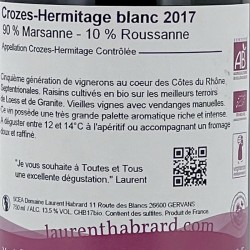 Laurent Habrard - Crozes-Hermitage - Blanc 2017, contre-étiquette