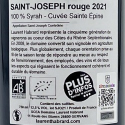 Laurent Habrard - Saint-Joseph - Rouge 2021, contre-étiquette
