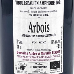 Domaine Tissot - Trousseau Amphore - Rouge 2021, contre-étiquette