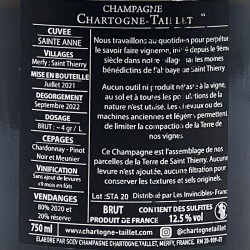 Chartogne-Taillet - Saint Anne - Champagne Extra Brut, contre-étiquette