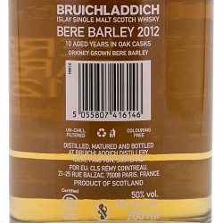 Bruichladdich - Bere Barley - 2012, contre-étiquette