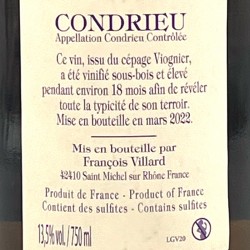 François Villard - Le Grand Vallon - Blanc 2020, contre-étiquette