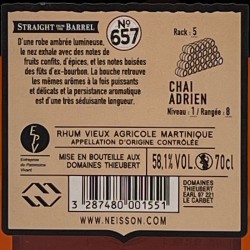 Neisson - Rhum Straight from the Barrel n°657 Adrien - 2019, contre-étiquette