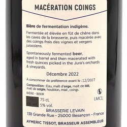 Levain - Bière Macération Coing, contre-étiquette