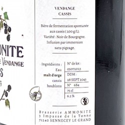 Brasserie Ammonite - Bière Vendage Cassis - 2023, contre-étiquette