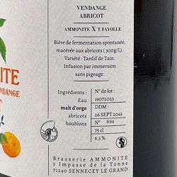 Brasserie Ammonite - Bière Vendage Abricot - 2023, contre-étiquette