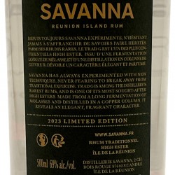 Savanna - Rhum Trad G Edition Limité, contre-étiquette