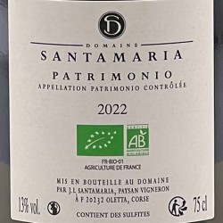 Santamaria - Patrimonio - Blanc 2022 - contre-étiquette