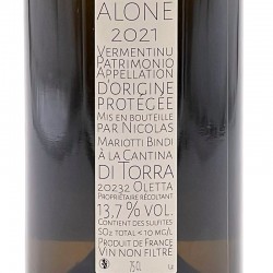 Domaine Nicolas Mariotti Bindi - Alone - Blanc 2021, contre-étiquette