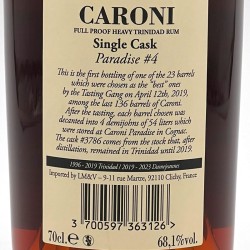 Caroni - Rhum Trinidad Paradise n°4 - 1996, contre-étiquette