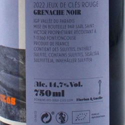 Domaine des 2 Clés - Jeux de Clés - Rouge, contre-étiquette