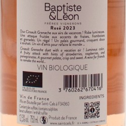 Saint Cels - Baptiste & Léon - Rosé, contre-étiquette