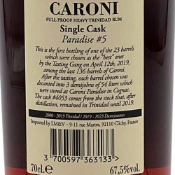 Caroni - Rum Trinidad Paradise n°5 - 2000, contre-étiquette