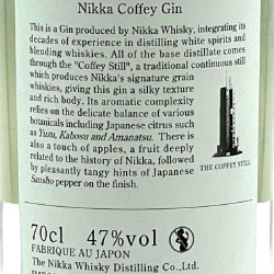 Nikka - Coffey Gin, contre-étiquette