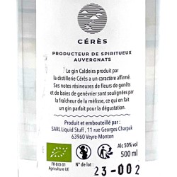 Distillerie Cérès - Gin Bio Caldeira, contre-étiquette