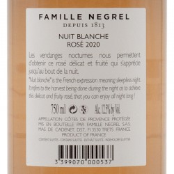 Etiquette dos Vin Rosé Famille Negrel "Nuit Blanche en Provence" 2020